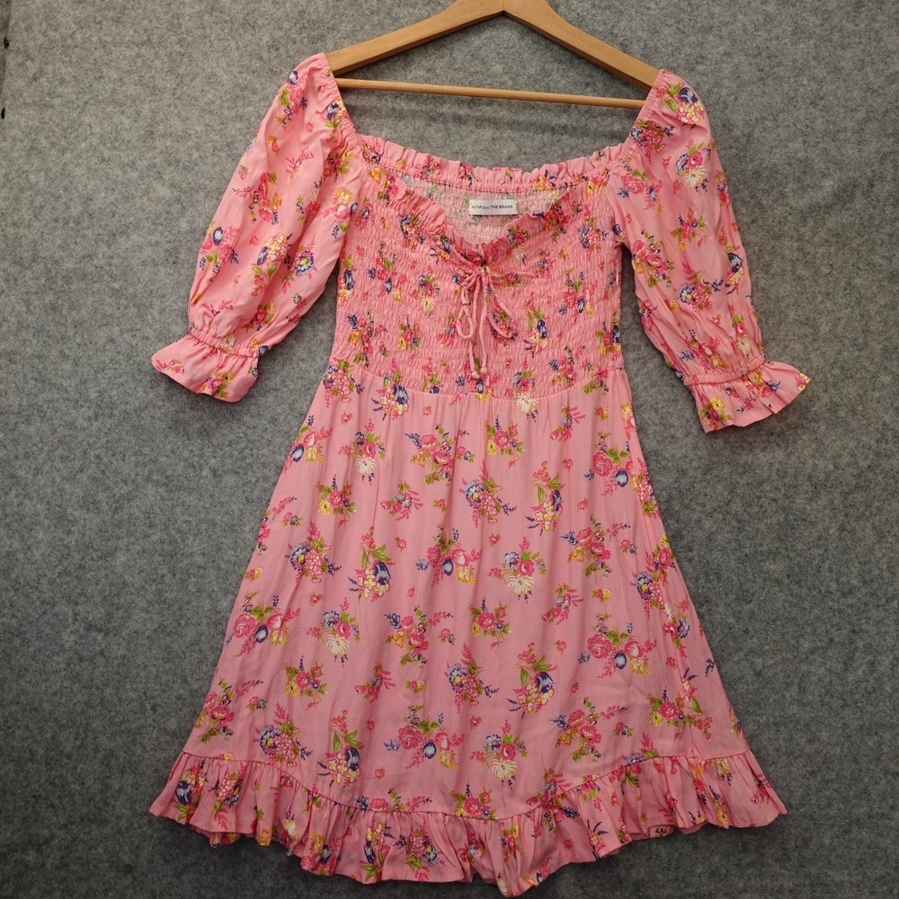 Pink Milkmaid Dress Women S Floral FAITHFULL THE BRAND Smocked Mini Cottage Boho - Picture 1 of 16
